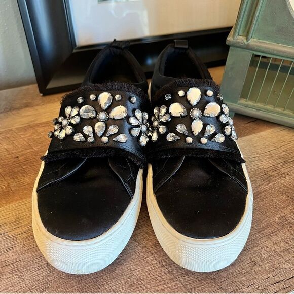 ALDO Black Dreaclya Rhineshone Jeweled slip on sneakers 8 - Picture 15 of 16